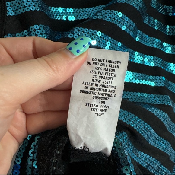 Blue and Black Sparkly Tank Top Dance Tunic Top - Size Medium - Picture 5 of 5